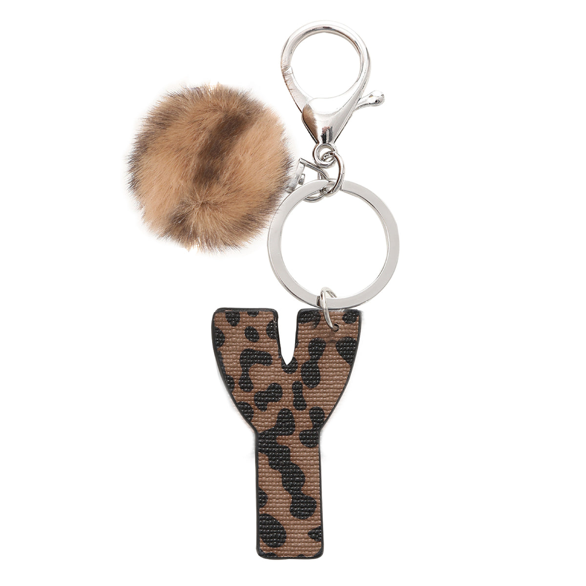 Leopard Initial Letter Keychain Bag Charm - Letter_Y