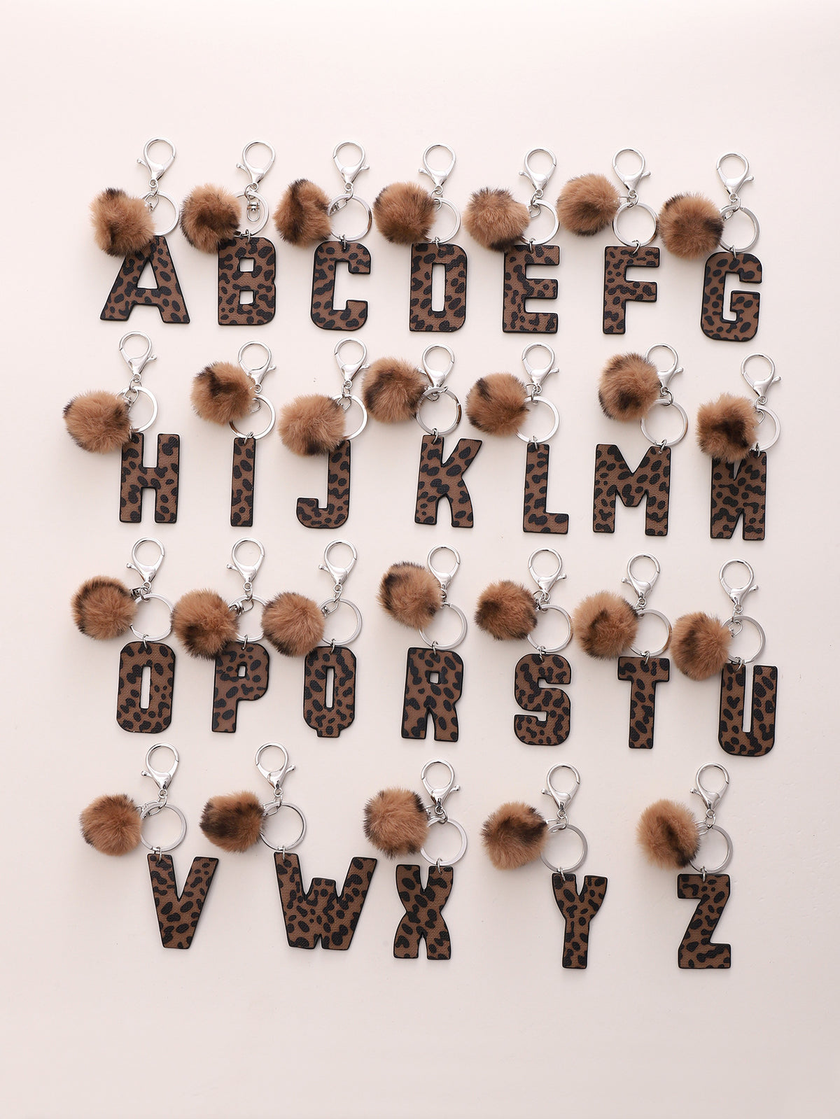 Leopard Initial Letter Keychain Bag Charm