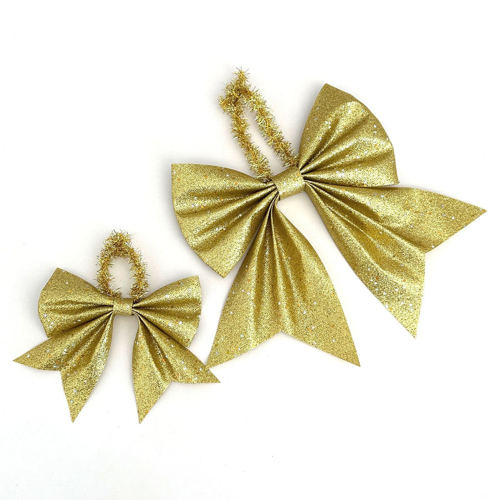 Glitter Christmas Tree Bows With Tinsel Hanging Loop - view 4