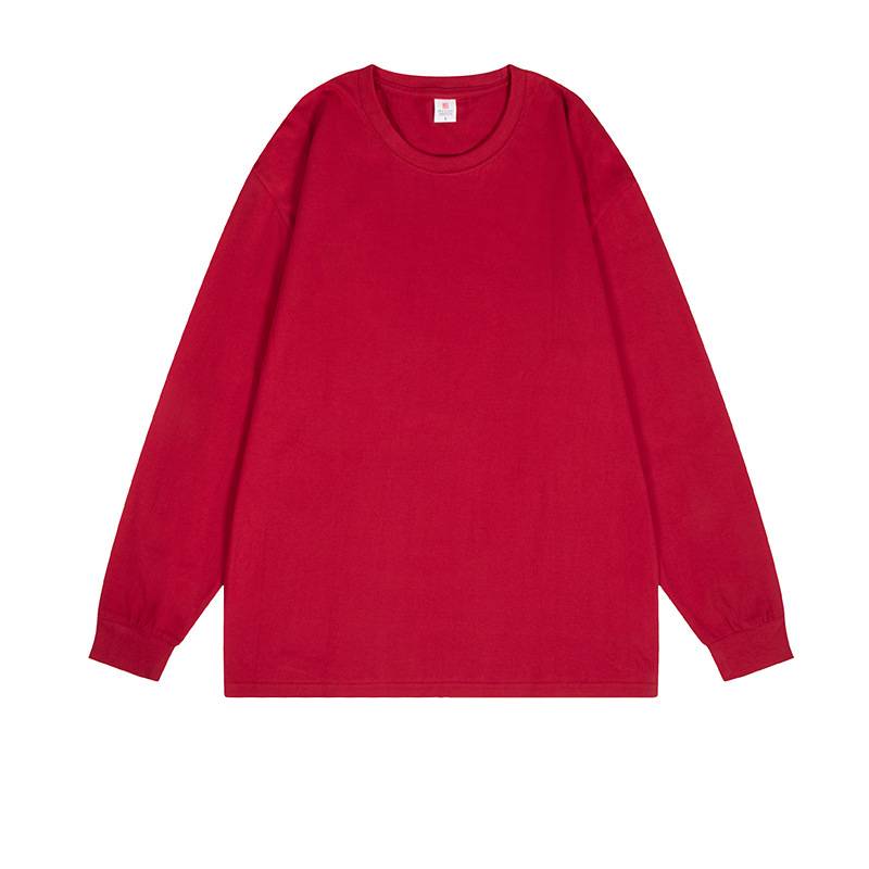 Everyday Cotton Crewneck Long Sleeve Tee - Burgundy