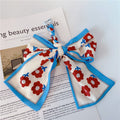 Printed Silky Scarf Bow Bag Charm - Red
