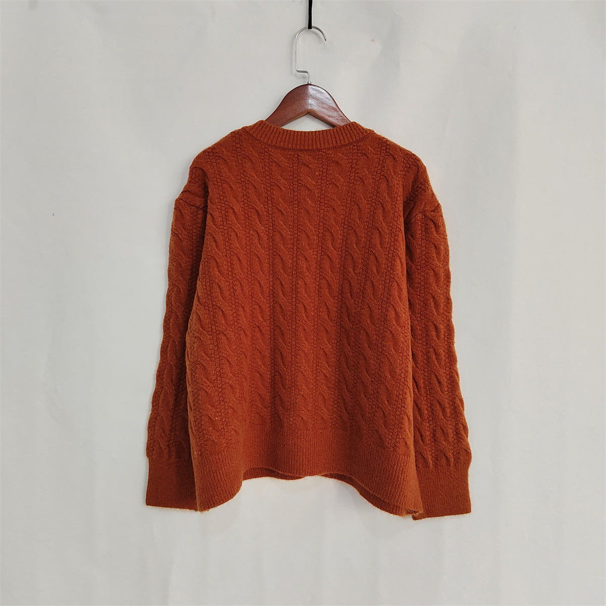 Scalloped Hem Cable Knit Cardigan - caramel - 1
