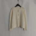 Scalloped Hem Cable Knit Cardigan - white