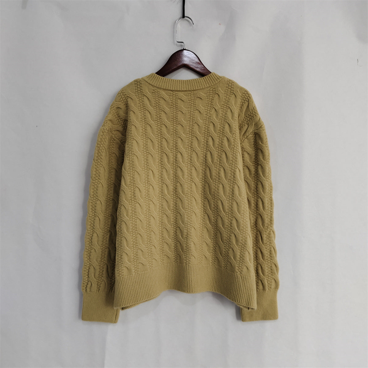 Scalloped Hem Cable Knit Cardigan - yellow - 1