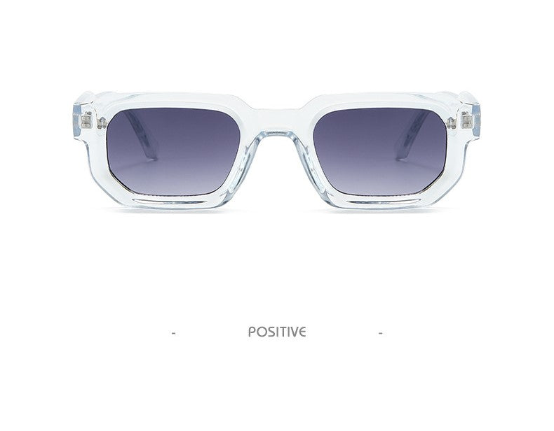 Thick Rectangle Frame Retro Sunglasses - Purple - 1