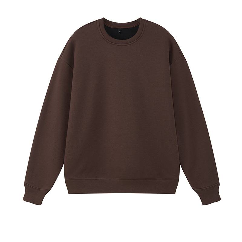 Relaxed Crewneck Fleece Pullover Sweatshirt - Coffee