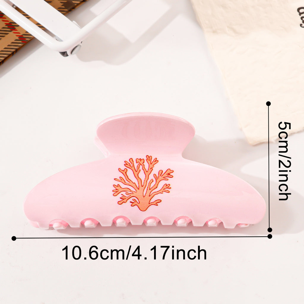 Beach Hair Claw Clip With Sea Life Prints - Coral
