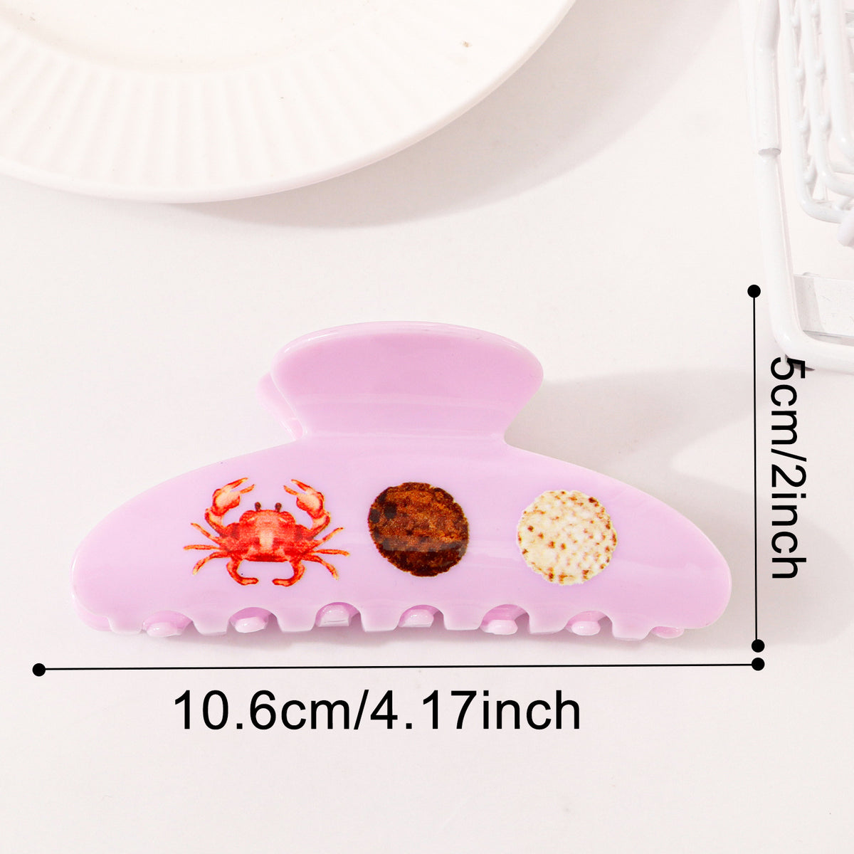 Beach Hair Claw Clip With Sea Life Prints - Crab