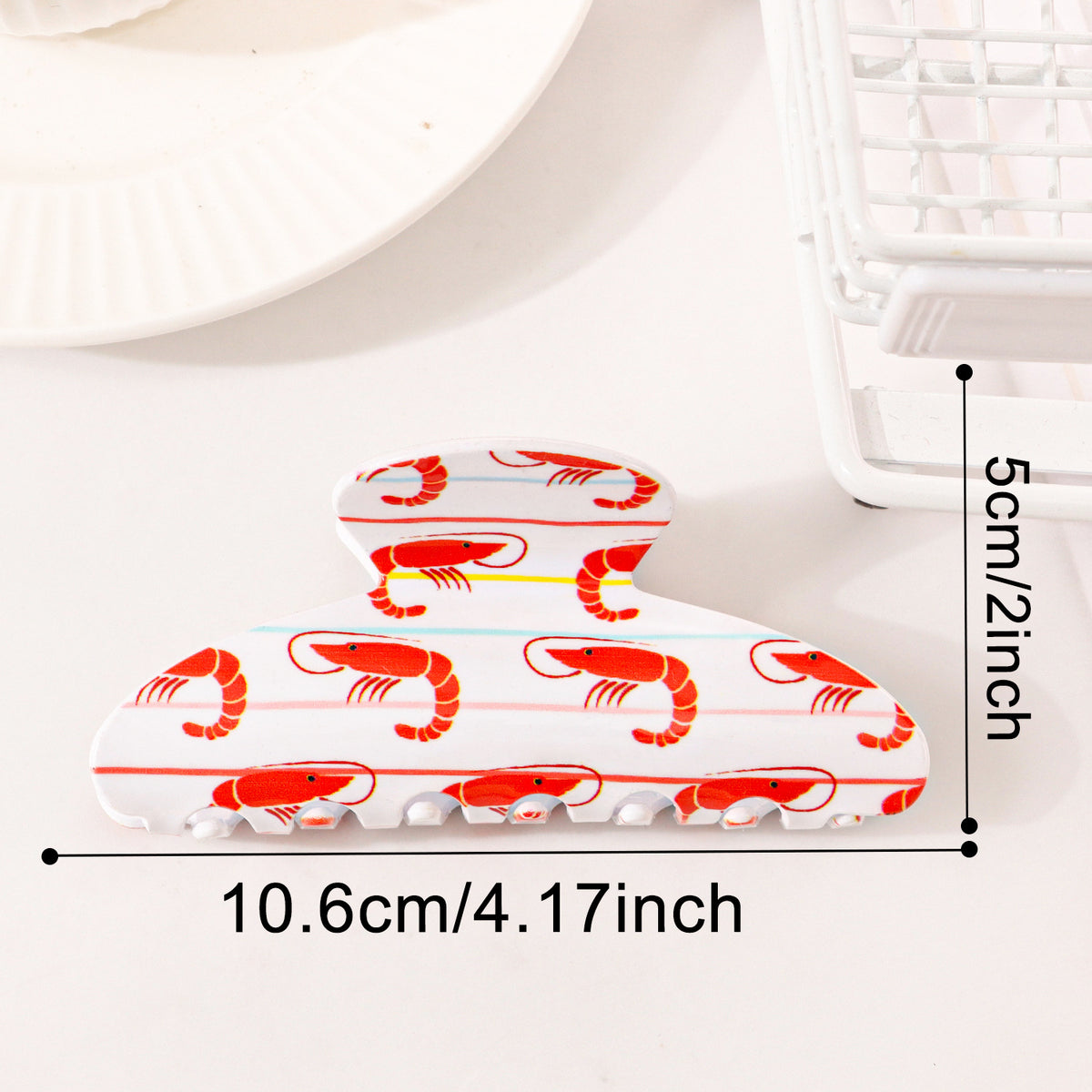 Beach Hair Claw Clip With Sea Life Prints - Crayfish