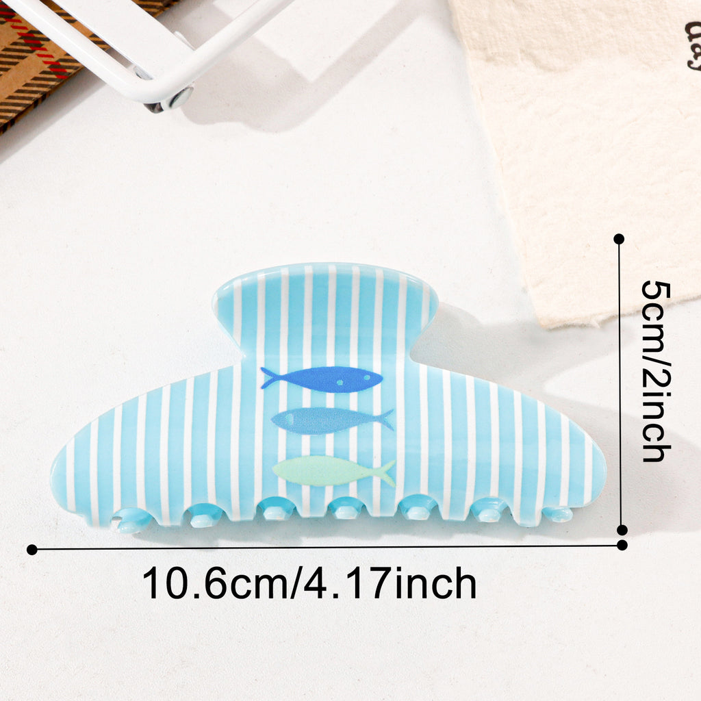 Beach Hair Claw Clip With Sea Life Prints - Fish