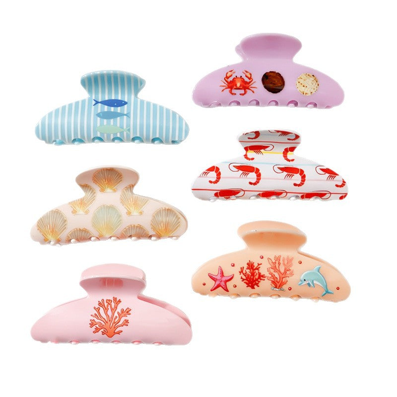 Beach Hair Claw Clip With Sea Life Prints - view 1