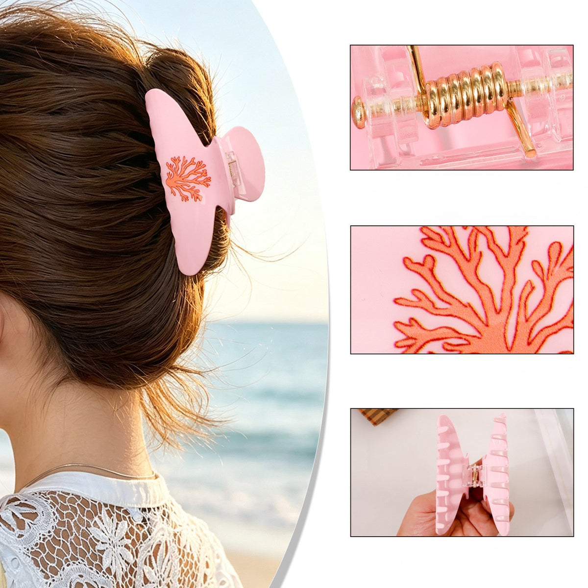 Beach Hair Claw Clip With Sea Life Prints - view 2