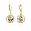Crystal Leopard Head Huggie Hoop Earrings - Color_1