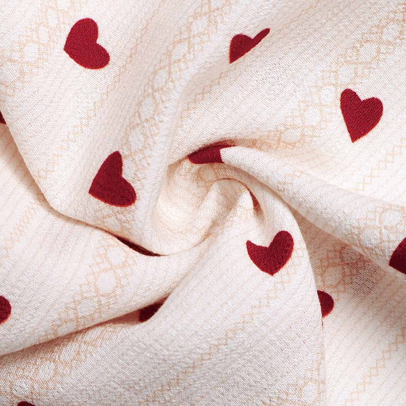 Heart Print Tie Shoulder Mini Dress - White - 2