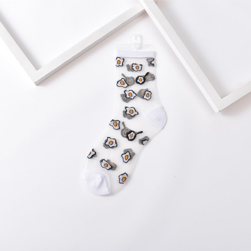 Sushi Print Sheer Mesh Ankle Socks - Color_8