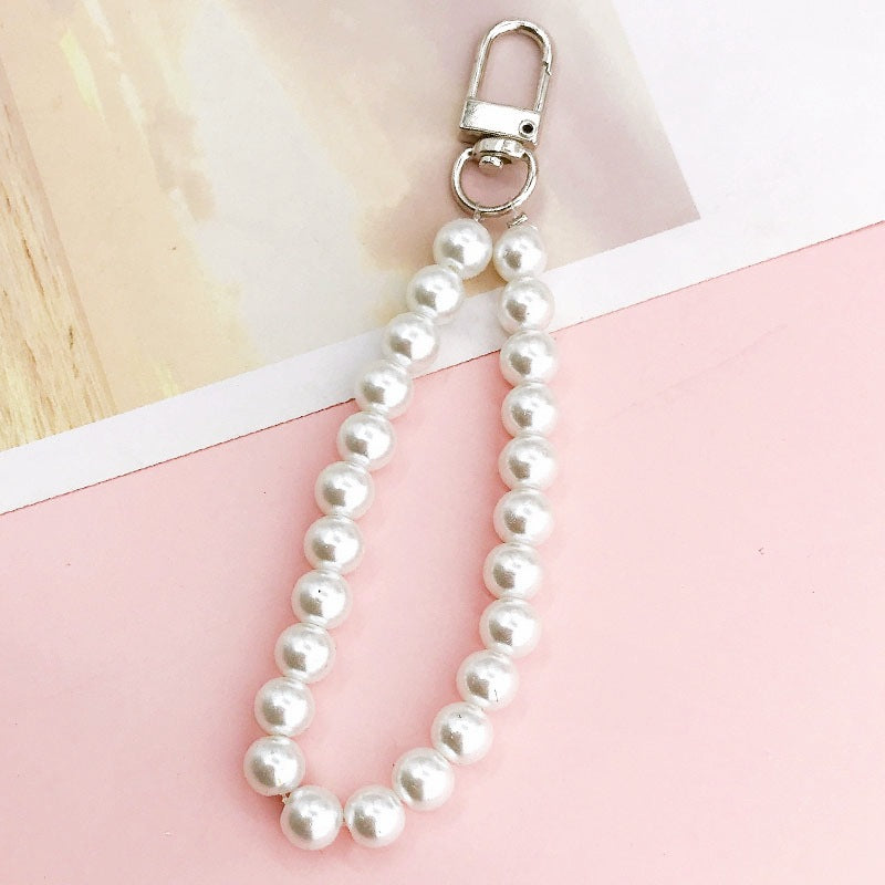 Faux Pearl Beaded Wristlet Keychain Charm - Color_02