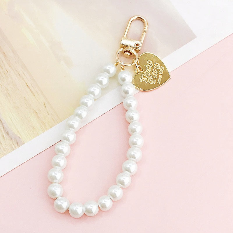 Faux Pearl Beaded Wristlet Keychain Charm - Color_03