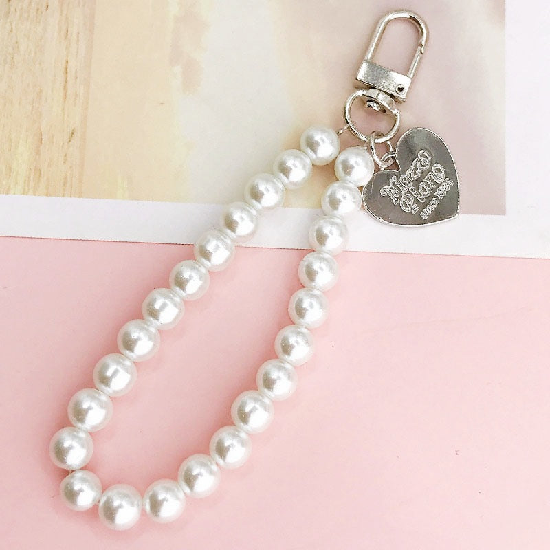 Faux Pearl Beaded Wristlet Keychain Charm - Color_04