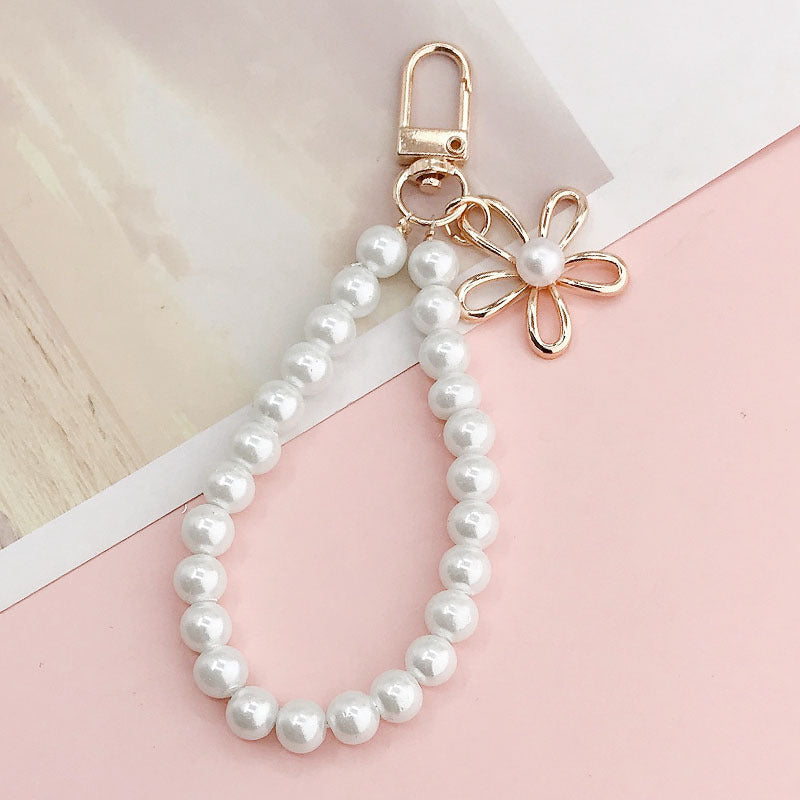 Faux Pearl Beaded Wristlet Keychain Charm - Color_05
