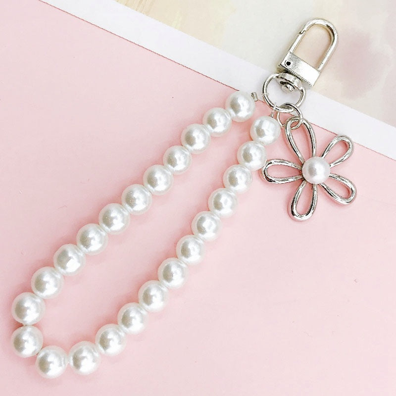 Faux Pearl Beaded Wristlet Keychain Charm - Color_06