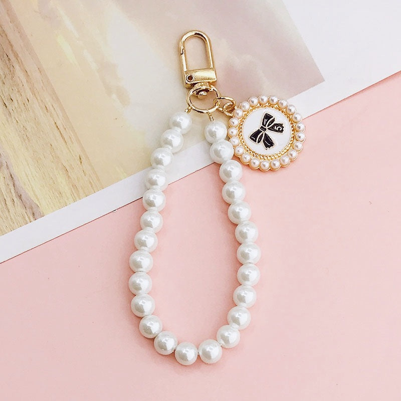 Faux Pearl Beaded Wristlet Keychain Charm - Color_07