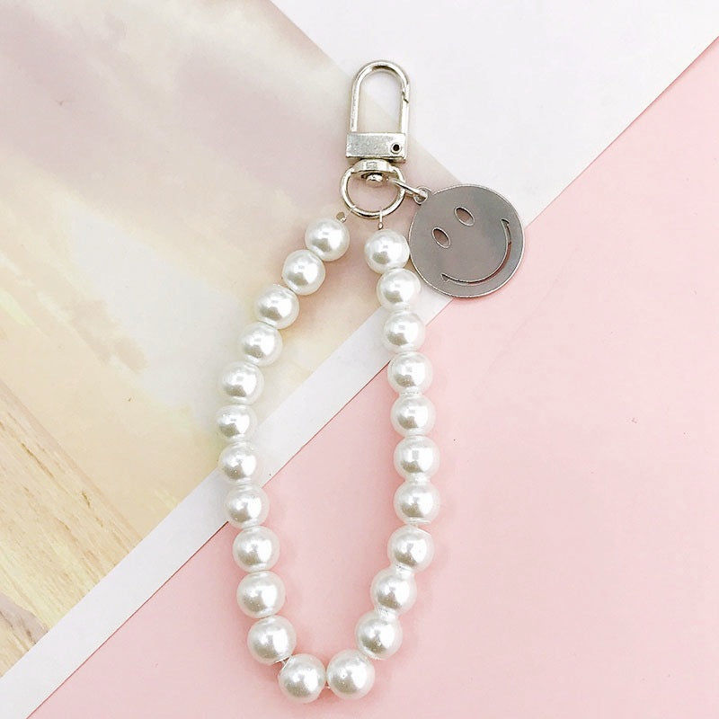 Faux Pearl Beaded Wristlet Keychain Charm - Color_11