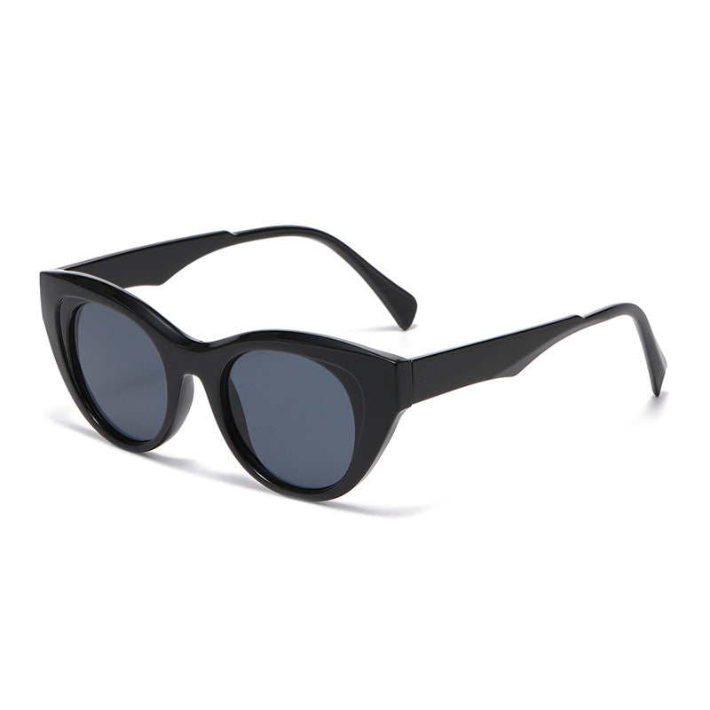 Rounded Cat Eye Clear Frame Sunglasses - Color_1