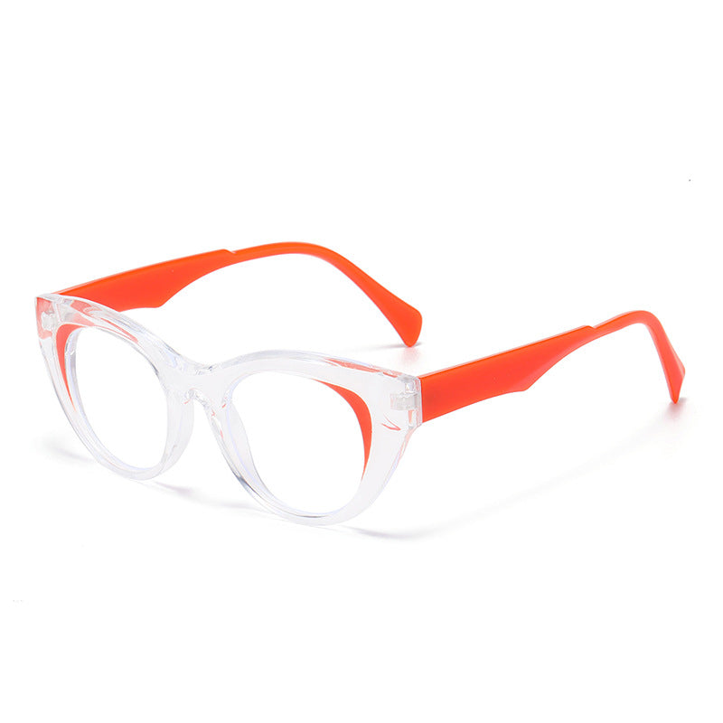 Rounded Cat Eye Clear Frame Sunglasses - Color_10