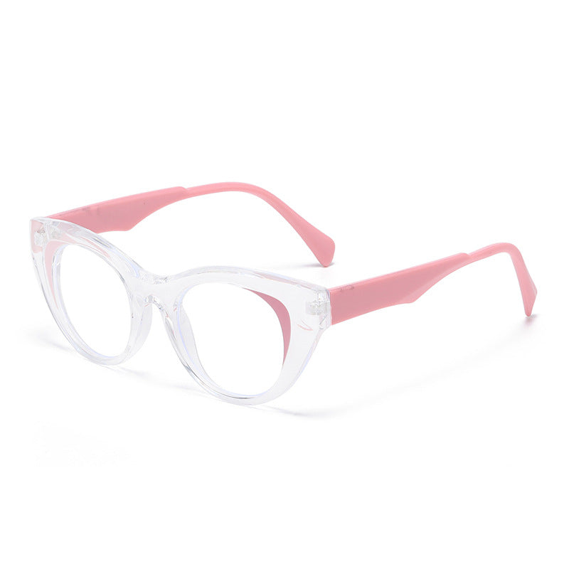 Rounded Cat Eye Clear Frame Sunglasses - Color_11