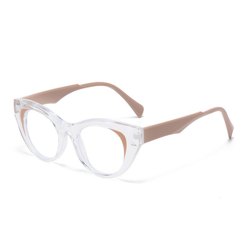Rounded Cat Eye Clear Frame Sunglasses - Color_12
