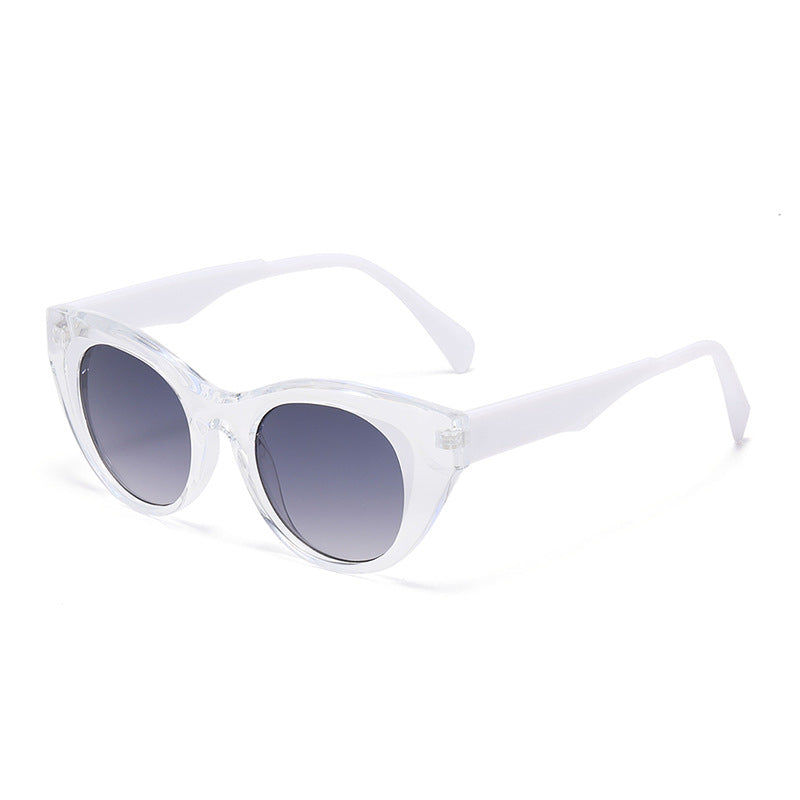 Rounded Cat Eye Clear Frame Sunglasses - Color_2