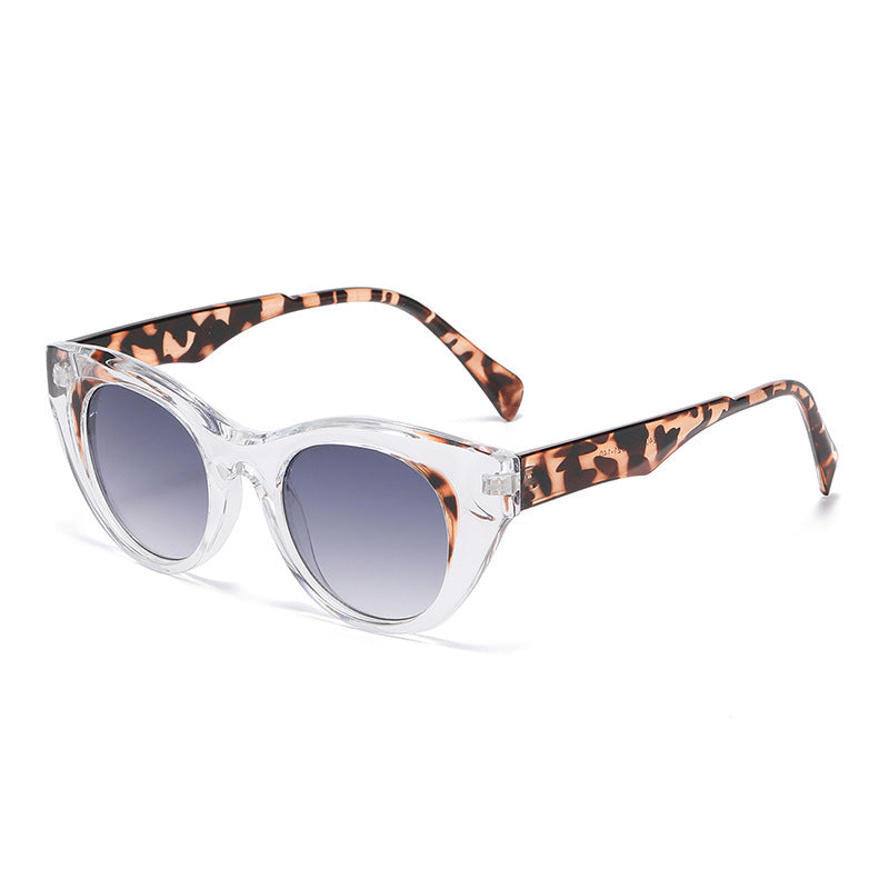 Rounded Cat Eye Clear Frame Sunglasses - Color_3