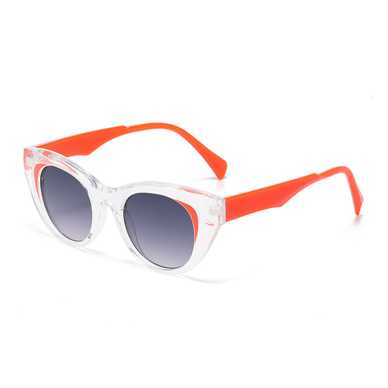 Rounded Cat Eye Clear Frame Sunglasses - Color_4