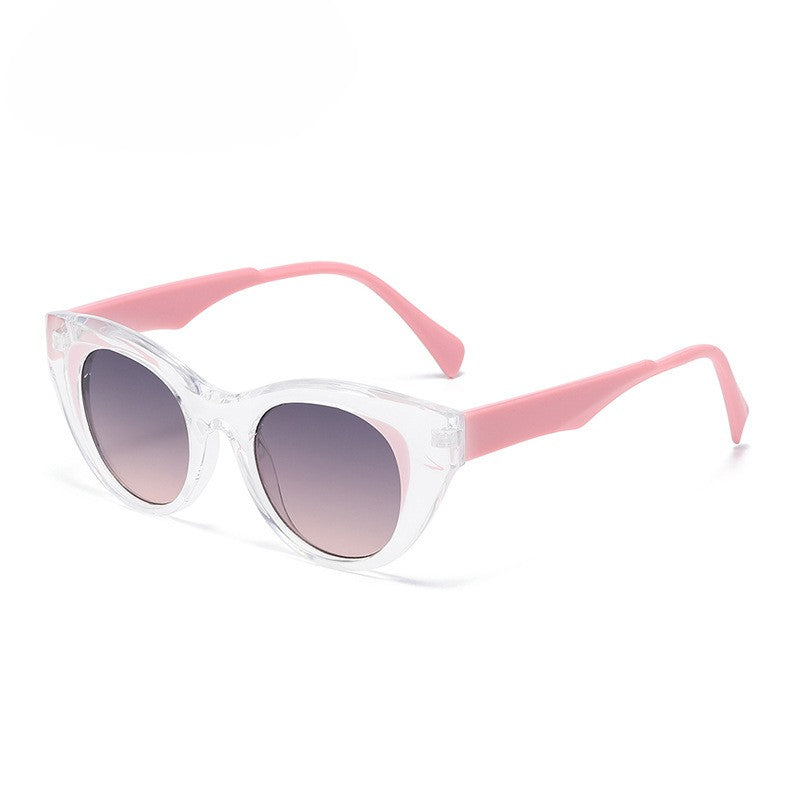 Rounded Cat Eye Clear Frame Sunglasses
