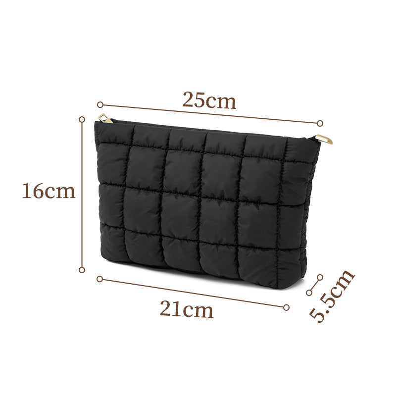 Puffy Cloud-Quilted Zip Cosmetic Pouch - Black