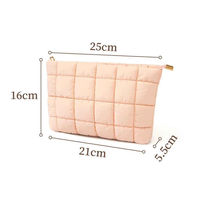 Puffy Cloud-Quilted Zip Cosmetic Pouch - Pink