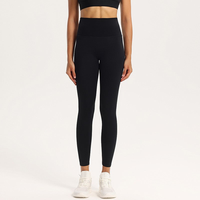 Nude Feel High Waist Yoga Leggings With Back Pocket - Black
