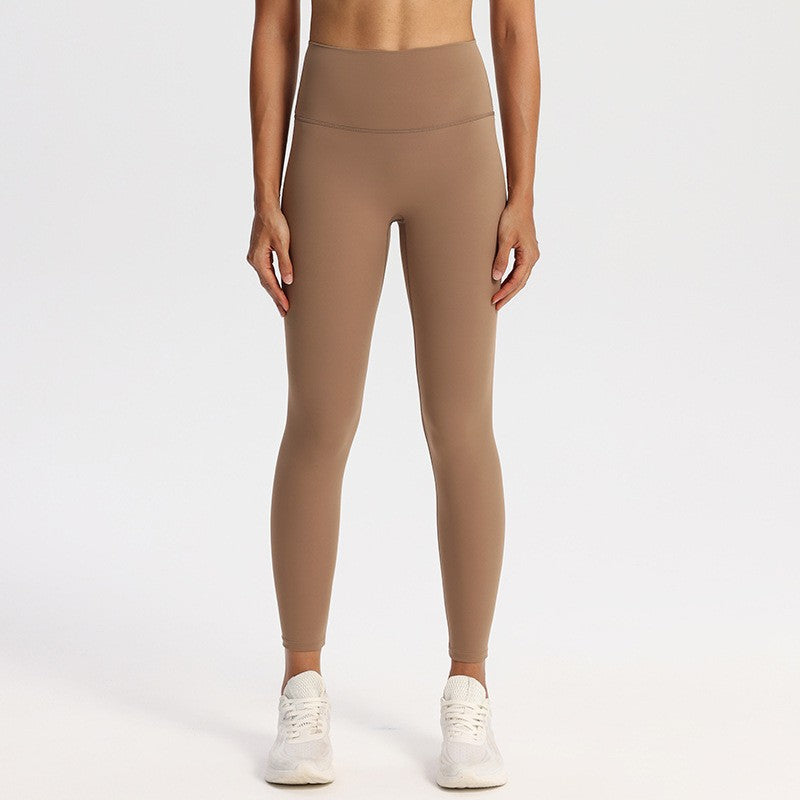 Nude Feel High Waist Yoga Leggings With Back Pocket - Cocoa