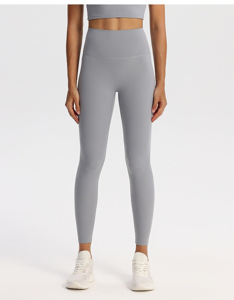 Nude Feel High Waist Yoga Leggings With Back Pocket - Slate Gray