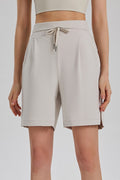 Drawstring Bermuda Athletic Shorts With Pockets - Ivory
