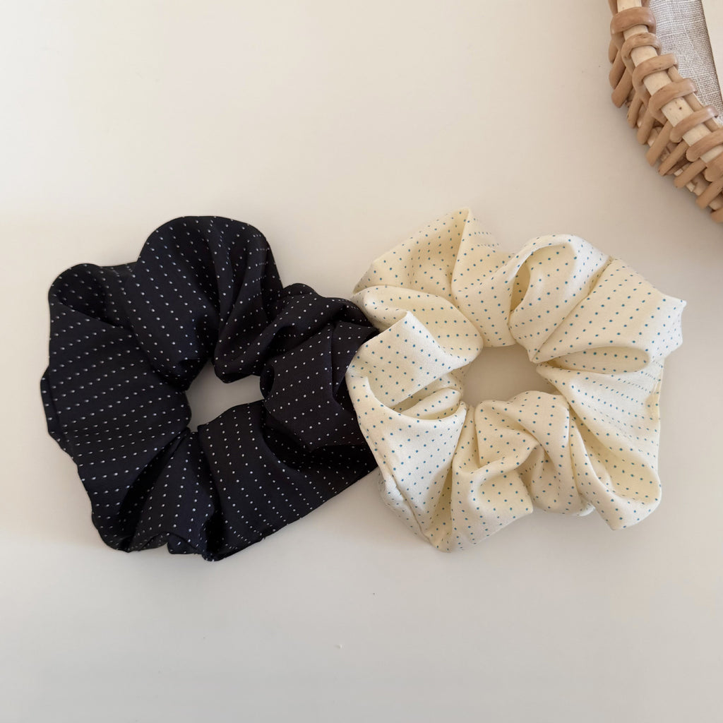 Oversized Pin Dot Retro Hair Scrunchie