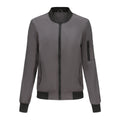 Zip Front Bomber Jacket With Sleeve Pocket - Grey