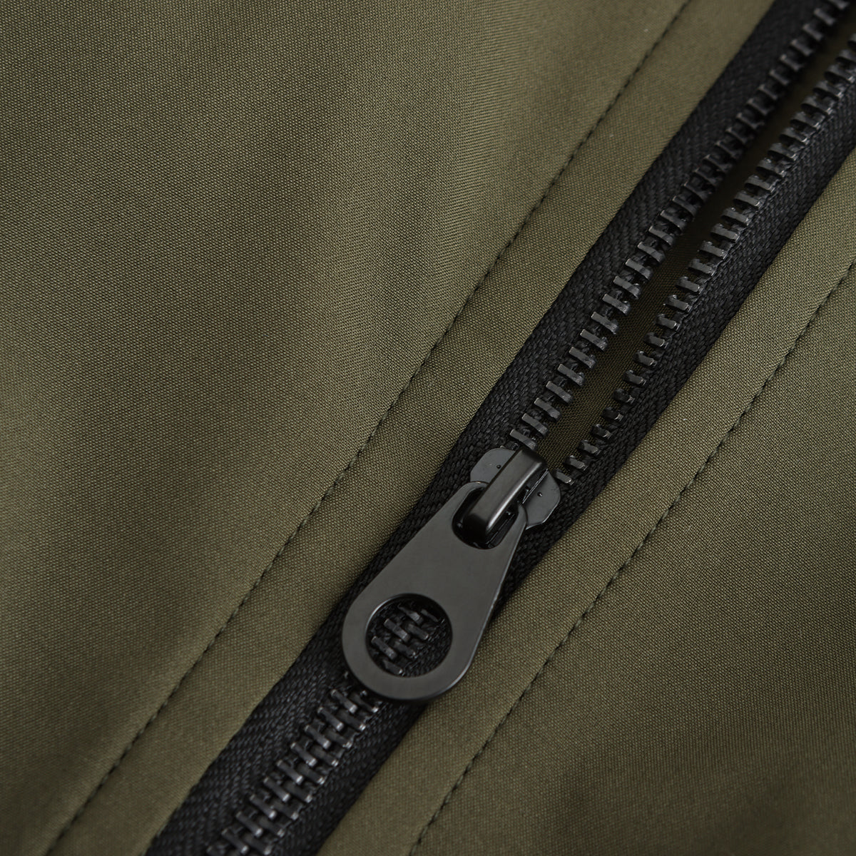 Zip Front Bomber Jacket With Sleeve Pocket - Olive - 1