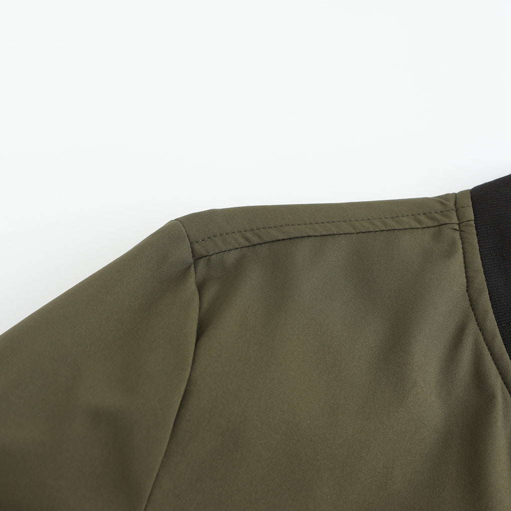 Zip Front Bomber Jacket With Sleeve Pocket - Olive - 3