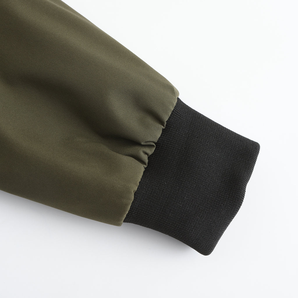 Zip Front Bomber Jacket With Sleeve Pocket - Olive - 5