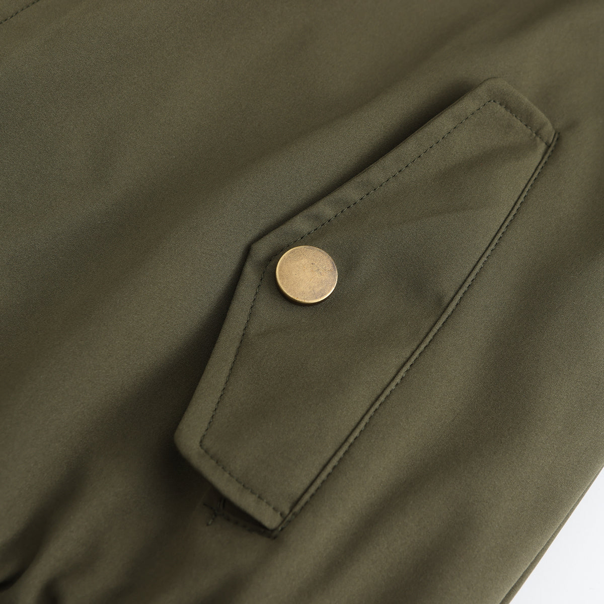 Zip Front Bomber Jacket With Sleeve Pocket - Olive - 6
