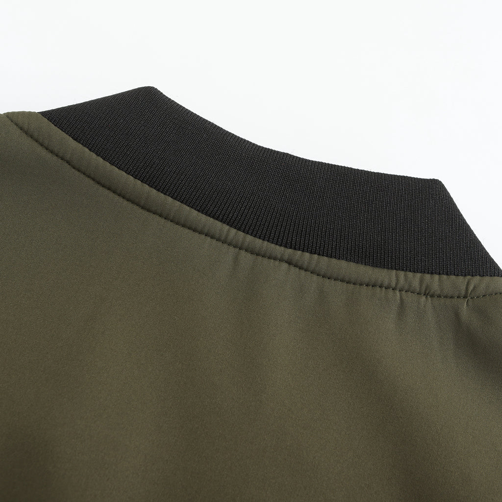 Zip Front Bomber Jacket With Sleeve Pocket - Olive - 8
