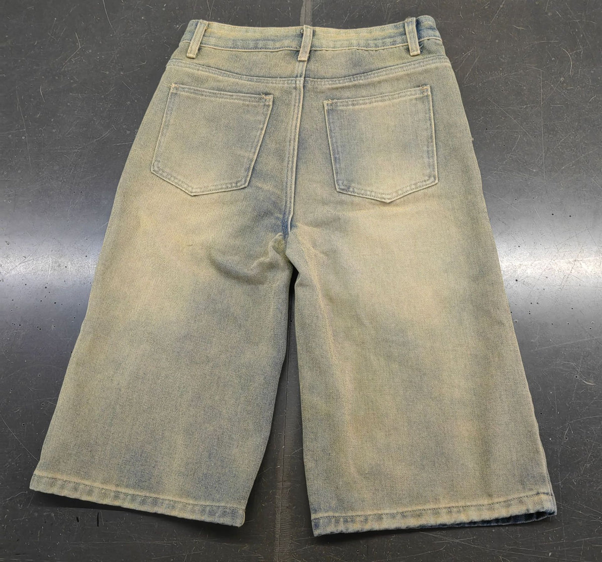 Distressed Baggy Knee Length Denim Shorts - Blue - 2