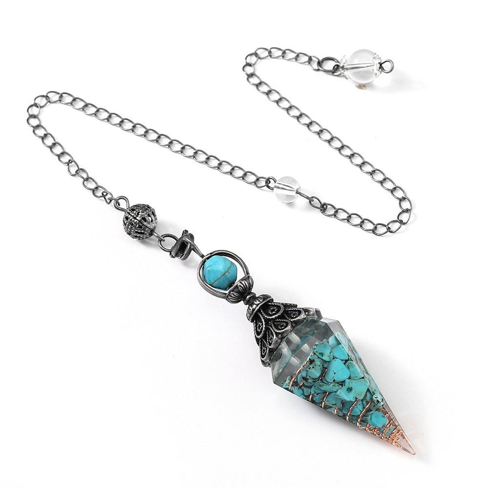 Faceted Stone Dowsing Pendulum Pendant - Color_02