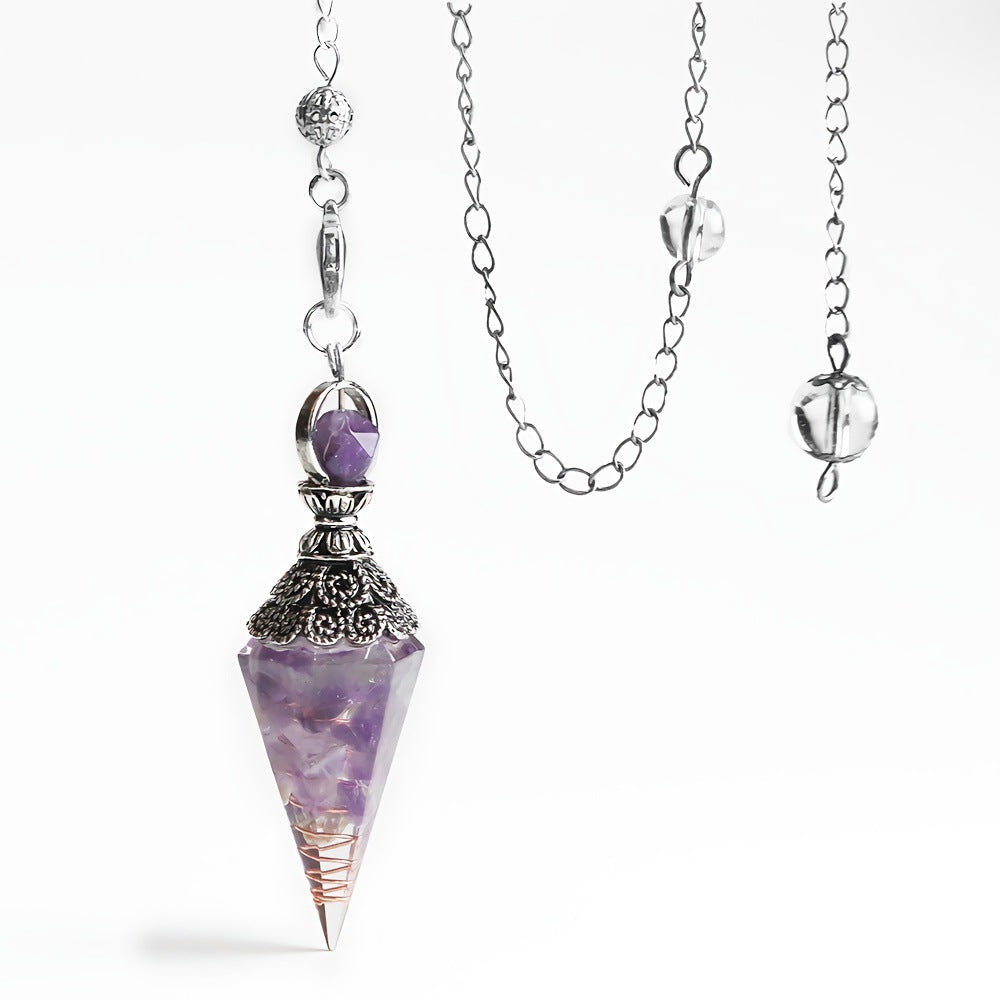 Faceted Stone Dowsing Pendulum Pendant - Color_03